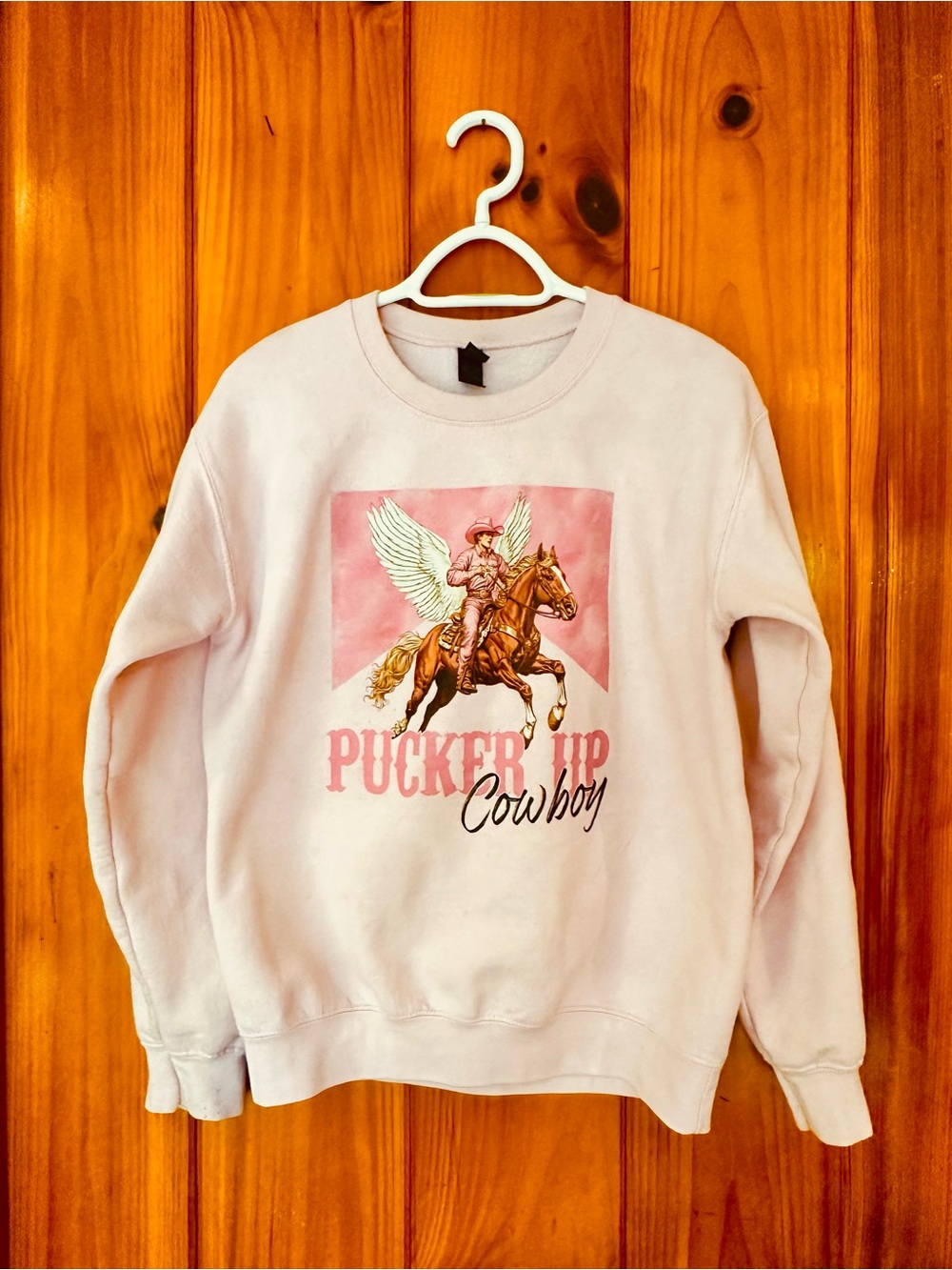 Gildan Light Pink Cowgirl Crewneck Sweatshirt